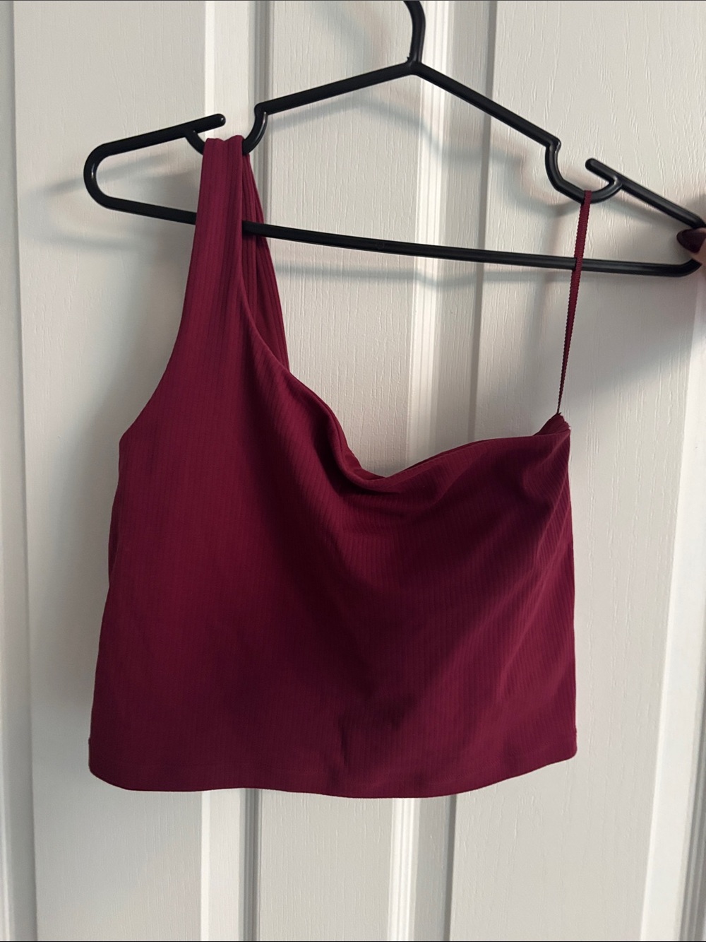 lululemon athletica One-Shoulder Ribbed Burgundy Crop Cami